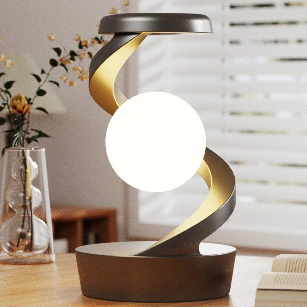 3D Levitating Ball Lamp with Wireless Phone Charger Creative Table 3D LED Lamp Floating Moon Table Lamp for Bedroom Novelty Gift