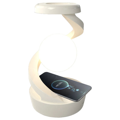 3D Levitating Ball Lamp with Wireless Phone Charger Creative Table 3D LED Lamp Floating Moon Table Lamp for Bedroom Novelty Gift